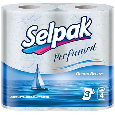 Туалетний папір Selpak Perfumed Ocean Breeze тришаровий 4 шт.