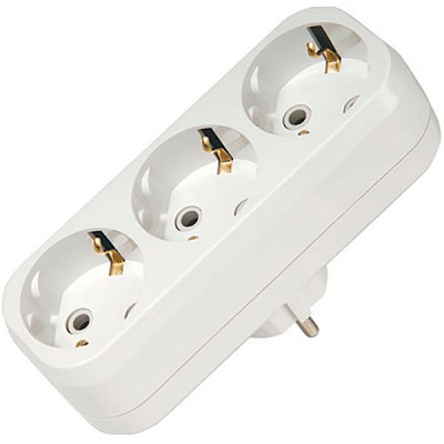 Трійник Makel із заземленням 3 гн. білий 10033