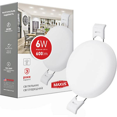 Светильник точечный Maxus Sp Edge круг LED 6 Вт 4100 К белый 