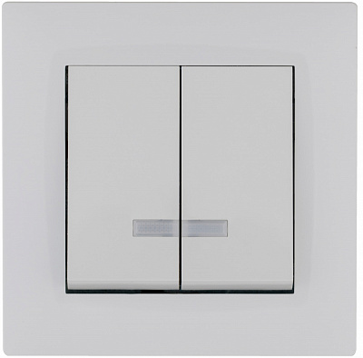 Выключатель двухклавишный Makel Rizz с подсветкой белый 88001023