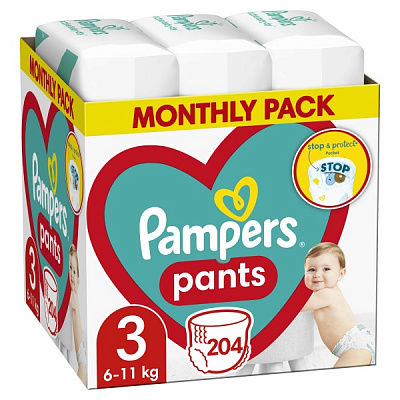 Подгузники-трусики Pampers 3 6-11 кг 204 шт.