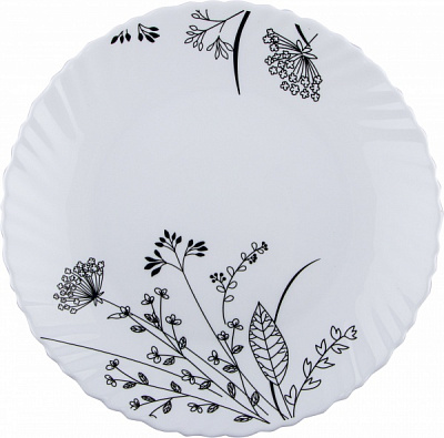 Тарілка обідня Чорно-біле суцвіття Wave 220 мм Vittora