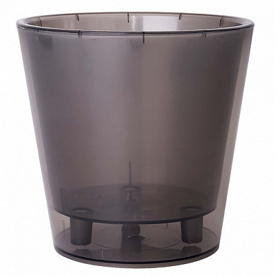 Вазон пластиковый Деко со вст. 16х15,5 см круглый коричневый прозрачный 1,8 л Алеана