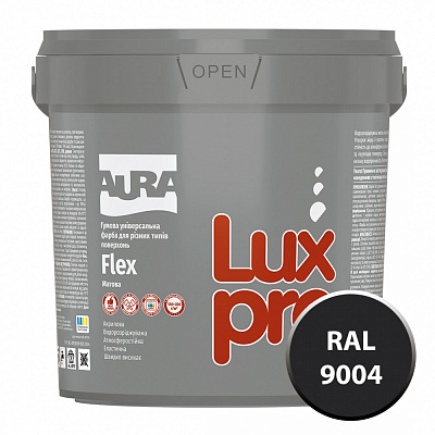 Краска резиновая резиновая Aura® Luxpro Flex мат RAL 9004 черный 0,96л 1,2кг
