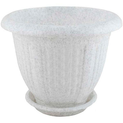 Горщик пластиковий Алеана Хвиля круглий 25л білий із сірим (112041)