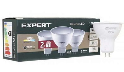 Лампа світлодіодна Expert LED Комплект 2 шт. +1 шт. в дарунок 10,5 Вт MR16 матова GU5.3 175 В 4000 К ELM-MR16-10,5W-GU5.3