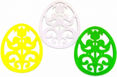 Декоративное изделие из фетра наклейка Весенняя писанка 12 см 3 шт. 125185 Діамантові ручки