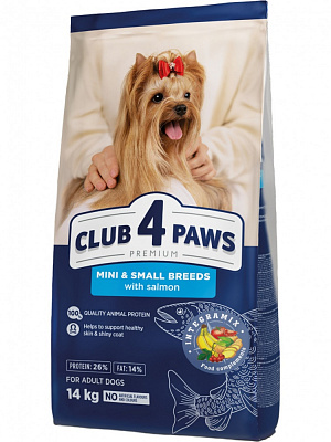 Корм сухий Club 4 Paws з лосососем для малих та мініатюрних порід 14 кг