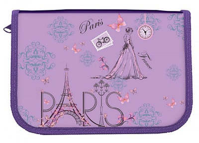 Пенал шкільний Paris з 2 відворотами 21201C CLASS різнокольоровий принт