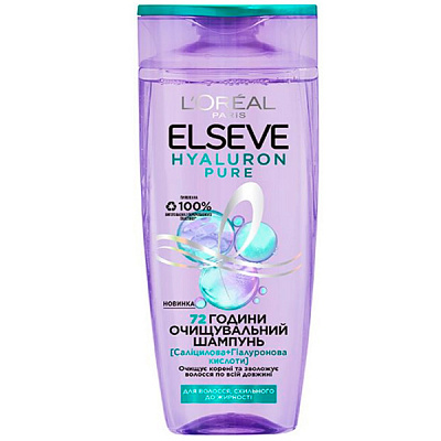 Шампунь L'Oreal Paris Elseve Hyaluron Pure для жирного типу волосся 400 мл