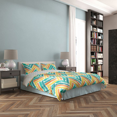 Комплект постельного белья Палитра 1,5 бирюзовый с принтом Rigel 