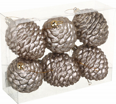 Набір ялинкових іграшок Шишка шампань 7 см 6 шт./уп.