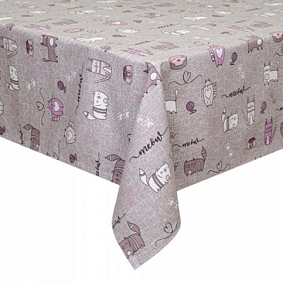 Скатерть Кот на кухне 150x120 см серый Homeline 