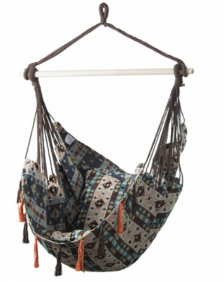 Кресло-гамак UP! (Underprice) Бохо с бахромой и подушками 147x120 см коричневый