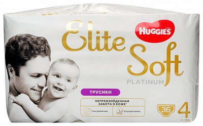 Подгузники-трусики Huggies Elite Soft Platinum Mega 4 9-14 кг 36 шт.