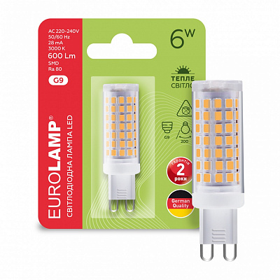 Лампа світлодіодна Eurolamp 6 Вт капсульна прозора G9 220 В LED-G9-0630(220)