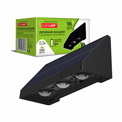 Светильник на солнечной батарее Eurolamp 1 Вт IP54 черный LED-0,3W/3000K(SL)S