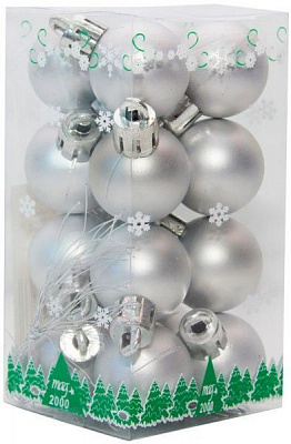 Набор игрушек шары серебристые матовые Девилон 890537 d25 мм 16 шт./уп. 