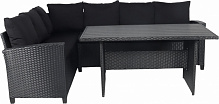 Комплект мебели Indigo из искусственного ротанга СКАРЛЕТТ (стол 140x80x67 см + угловой диван) графит