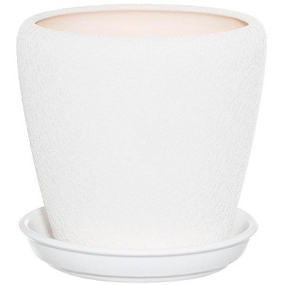 Горшок керамический Ориана-Запорожкерамика Грация №4 шелк белый круглый 1,2л белый 