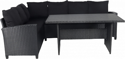 Комплект меблів Indigo зі штучного ротангу СКАРЛЕТТ (стіл 140x80x67 см + кутовий диван) графіт