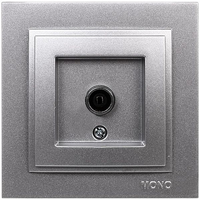 Розетка TV прохідна із заземленням Mono Despina без шторок без кришки сріблястий 102-212105-137