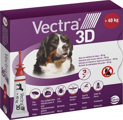 Краплі CEVA від бліх, кліщів та комарів VECTRA 3D для собак масою 40 - 65 кг