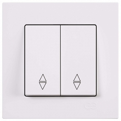 Выключатель проходной двухклавишный Gunsan Eqona без подсветки белый 01 40 11 00 100 109