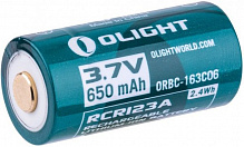 Батарея аккумуляторная Olight RCR123 (16340) с зарядным гнездом micro-USB зеленый