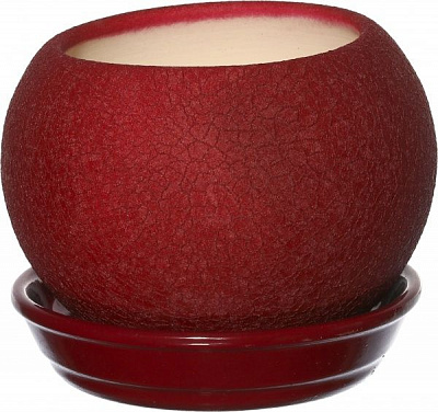 Горшок керамический Ориана-Запорожкерамика Шар шелк круглый 0,4л бордовый 