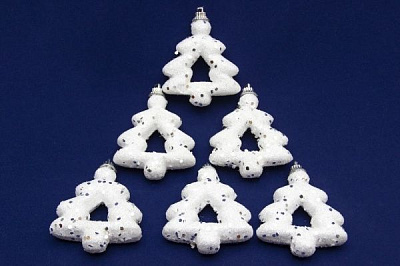 Набор елочных игрушек Елочки с блестками 200121 7 см 6 шт./уп. 