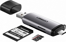 Кардрідер UGREEN CM184 USB Type-C 3.1 + USB Card Reader for TF/SD Gray 50704
