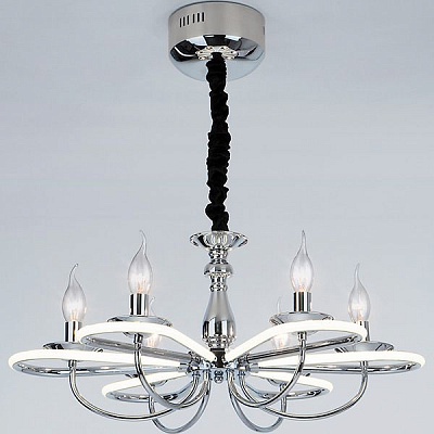 Люстра подвесная Strotskis Phobos пульт ДУ LED 36 Вт 6x60 Вт E14 хром 425/6 