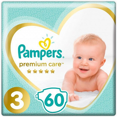 Подгузники Pampers Premium Care Midi 3 6-10 кг 60 шт.