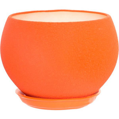 Горшок керамический Ориана-Запорожкерамика Шар шелк круглый 1,4л оранжевый (037-2-123) 