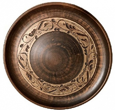 Блюдо для пиццы Этно Ангоб 38 см Український гончарний посуд 