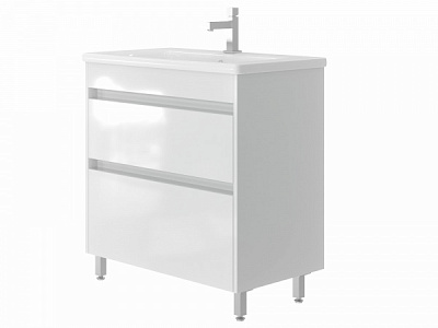 Тумба напольная ЮВЕНТА Luton - 80 белая с умывальником Soft-80