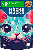 Корм вологий для котів М'ясна миска шматочки в соусі птиця 100 г