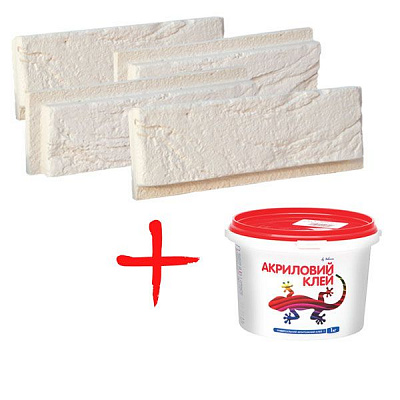 Плитка гипсовая Париж 10 3 уп. + Клей универсальный Polimin 1 кг