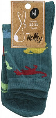 Носки женские Молли Динозаври р. 23-25 темно-зеленый 