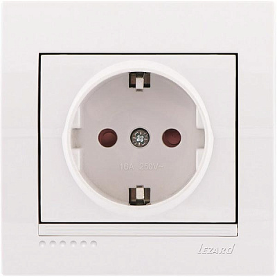 Розетка с заземлением Lezard Deriy 16 А 250 В со шторками белый 702-0202-124В