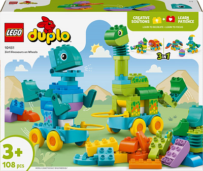 Конструктор LEGO DUPLO Динозавры на колесах 3в1 10451
