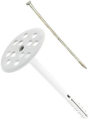 Дюбель для теплоизоляциидля минеральной ваты с металлическим гвоздем 10x200 мм 50 шт. полипропилен Expert Fix