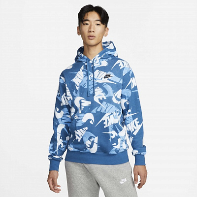 Джемпер Nike M NSW SPE+ BB AOP PO HOODIE RF DM6881-407 р. XL синий