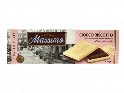 Печенье-сэндвич Maestro Massimo с белым шоколадом Ciocco Biscotto White 120 г 