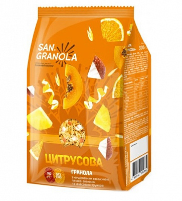 Гранола San Granola цитрусова 300 г п/ет