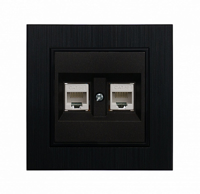 Механизм розетки компьютерная двойная Makel Karea IP20 черный матовый 57054036