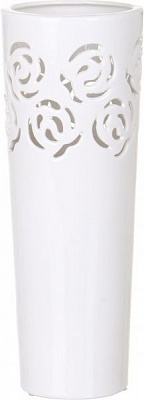 Ваза белая с резьбой 2205 14x14x38 см Eterna