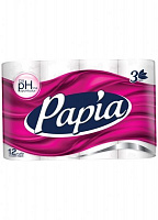 Туалетная бумага PAPIA трехслойная 12 шт.