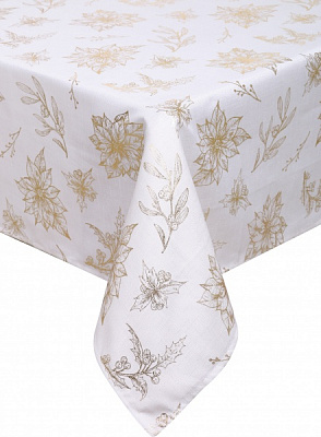 Скатерть Noel 140x220 см белый с золотым Luna 